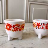 Trio of Arcopal cockroaches colorful flowers 70s