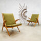 Lot de 2 fauteuils de salon design vintage "pieds ciseaux