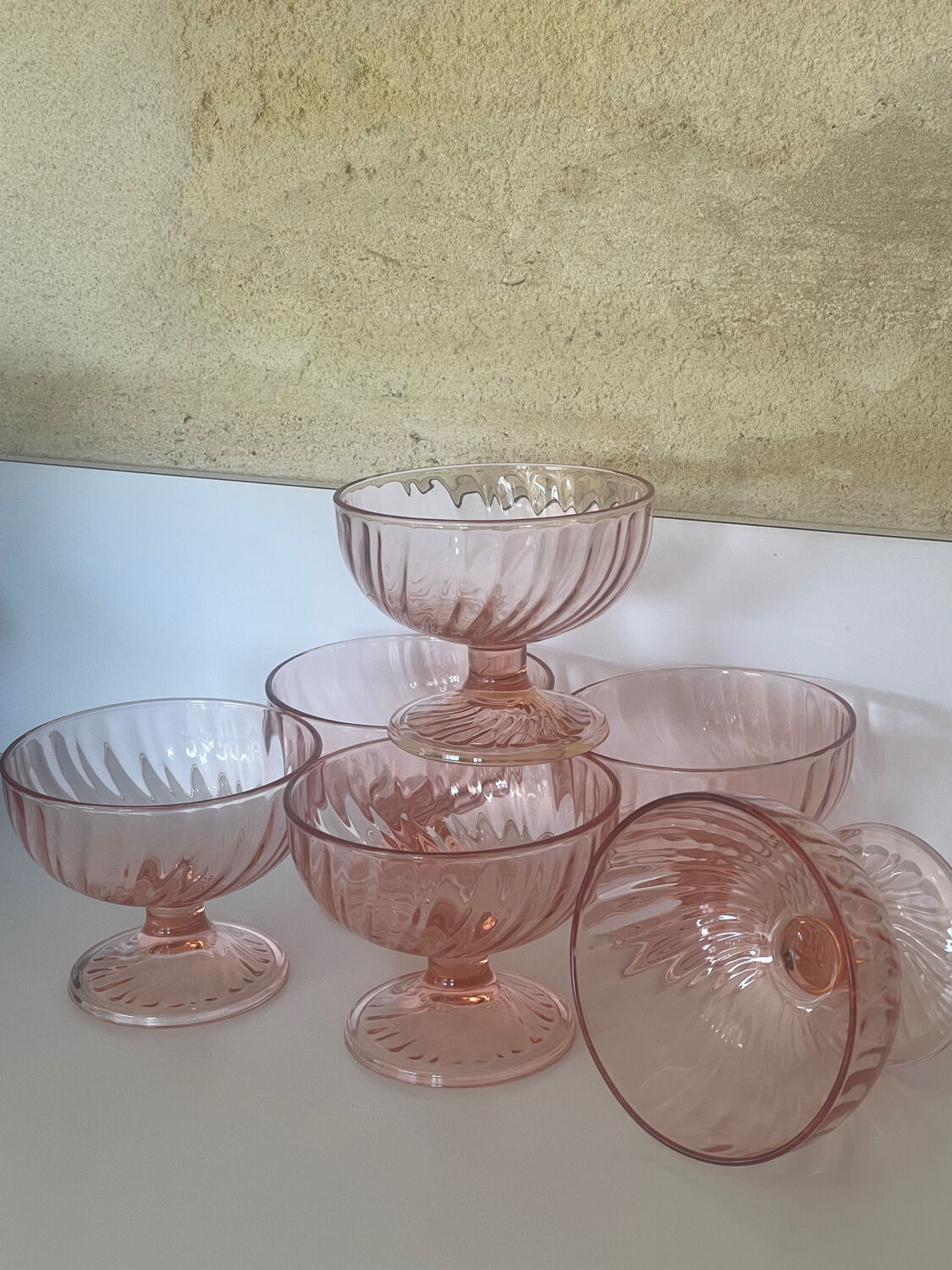 6 large dessert ice cream bowls Rosaline Luminarc France