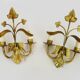 Pair of Italian wall lights with 2 gold leaf gilded arms. 70s 80s