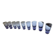 9 short glasses in purple glass