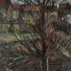 Watercolor on cardboard by Chab XXth tree 1947
