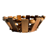 Vintage turned wooden table basket