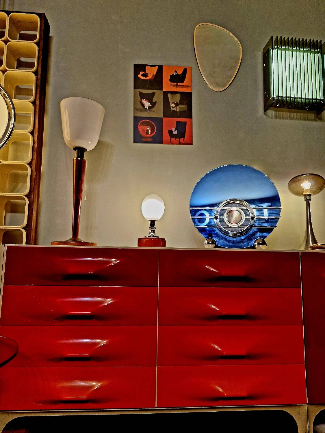 Murano glass, vintage 70s table lamp