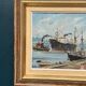 Oil on Canvas “Ships” by Josef Lang, Signed, Vintage & Framed 40×34cm