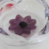 Daum Coppelia series bowl / pocket emptier, crystal and pink glass paste