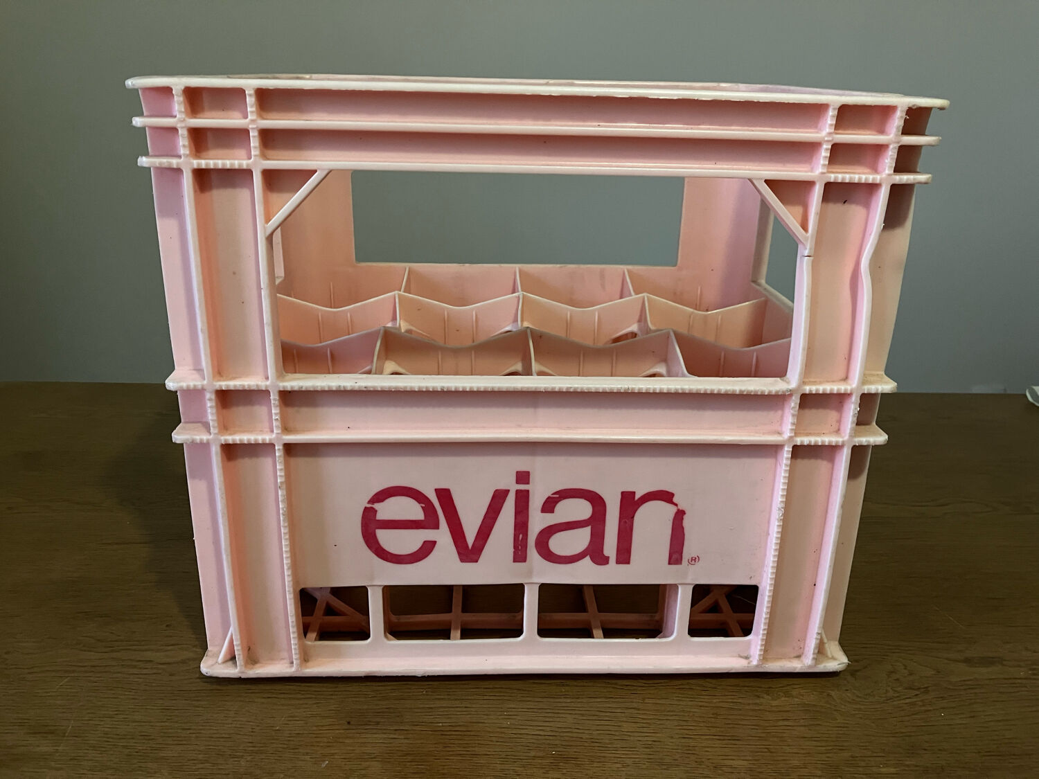 Vintage evian bottle rack
