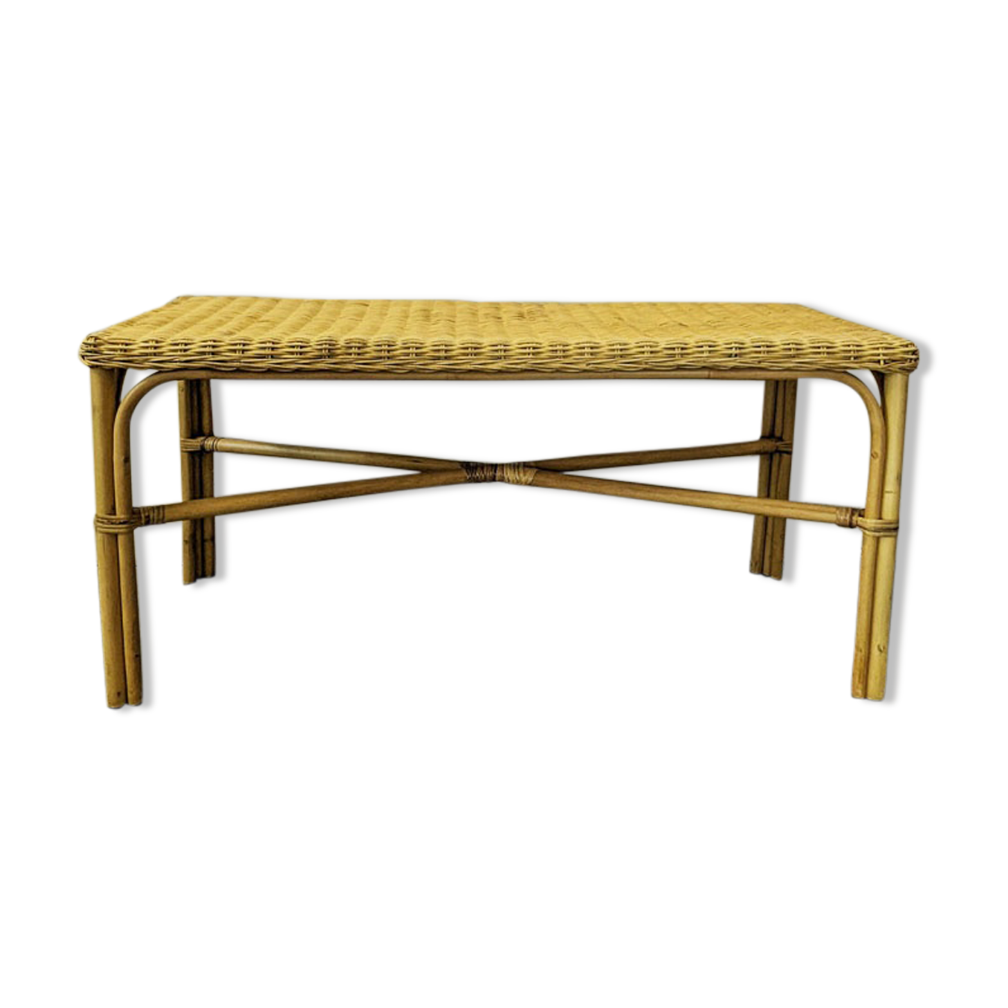 Rattan and wicker bench