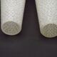 Pair of French vintage retro white opaque patterned glass replacement shades.