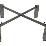 Vintage Square coffee table with slat stone top and chromed steel base - 1960s