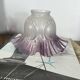 Antique tulip lampshade in transparent glass with a purple rim.
