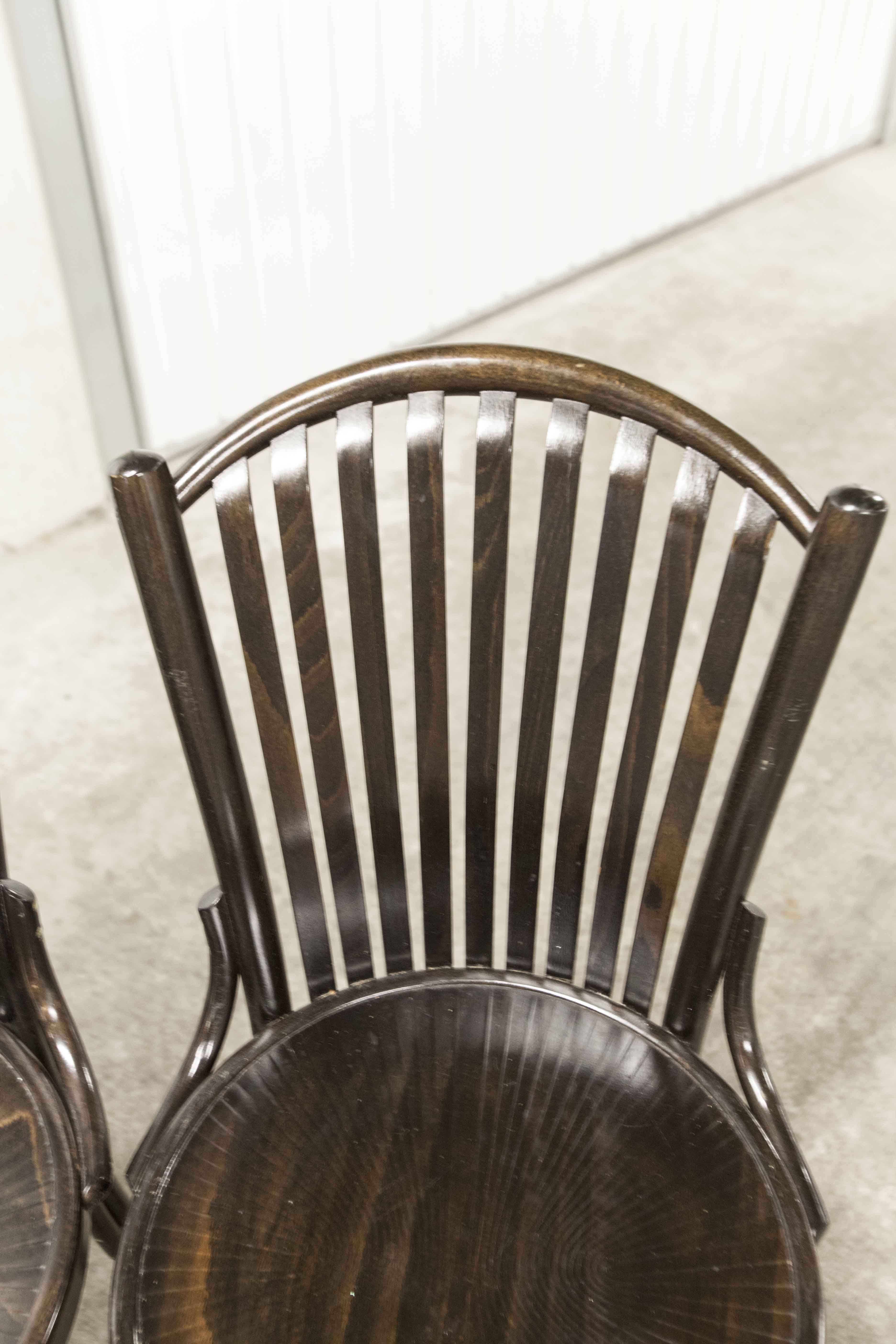 Set of 6 chairs Bistrot Baumann ref 22 curved wood