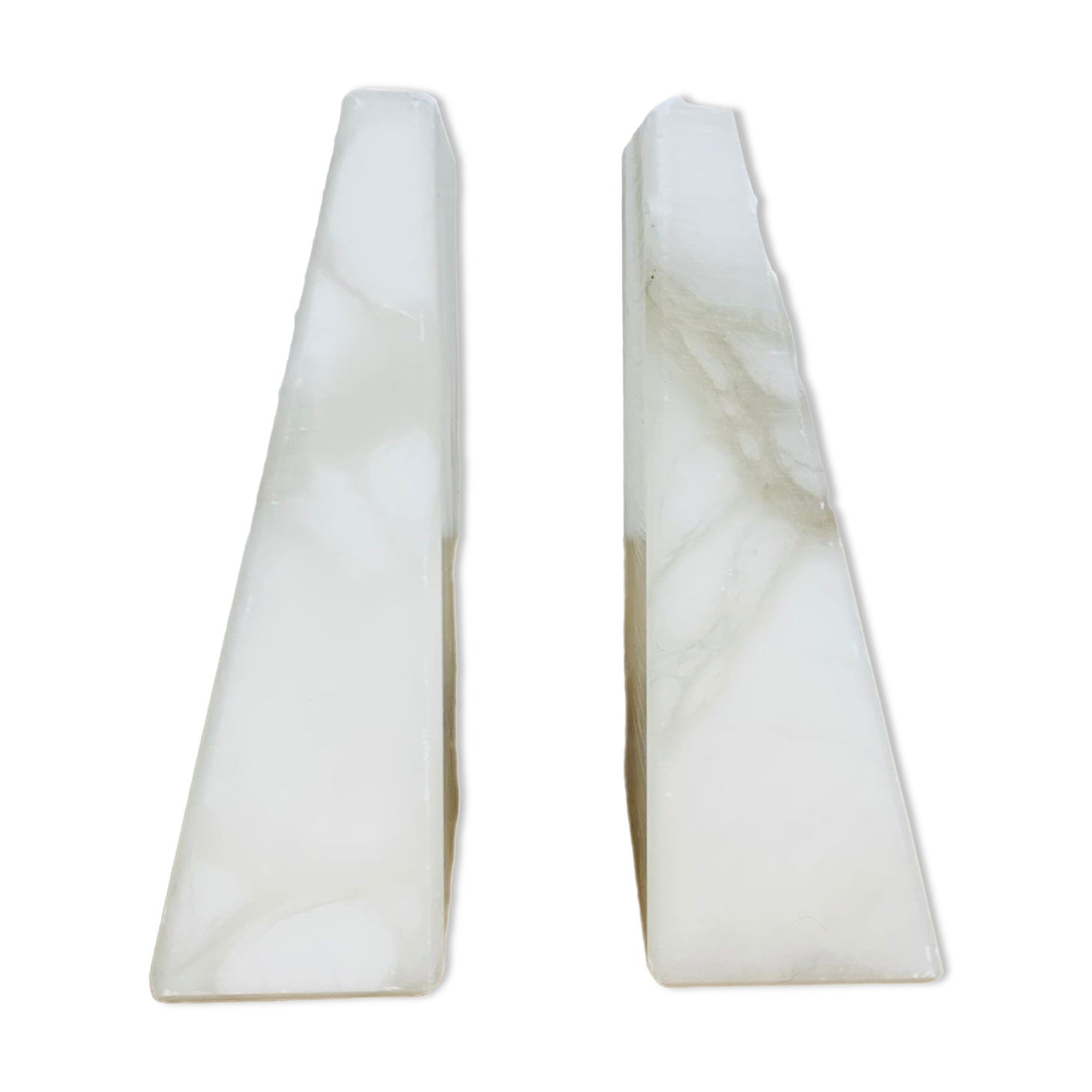 Pair of book greenhouses in alabaster white marble