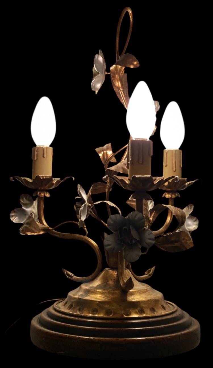 Vintage Florentine lamp Rivolta Paralumi Milano in gold and silver metal
