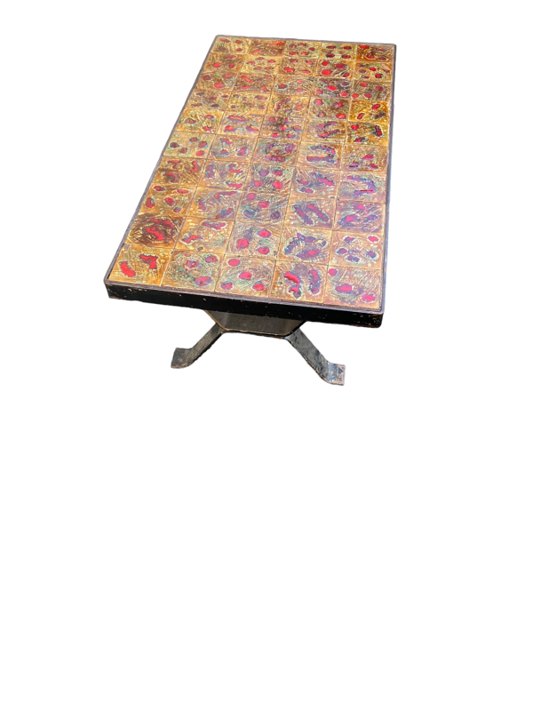 Table  basse midcentury en céramique et fonte
