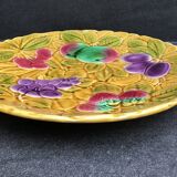 Barbotine dish decorated with fruits, Sarreguemines earthenware