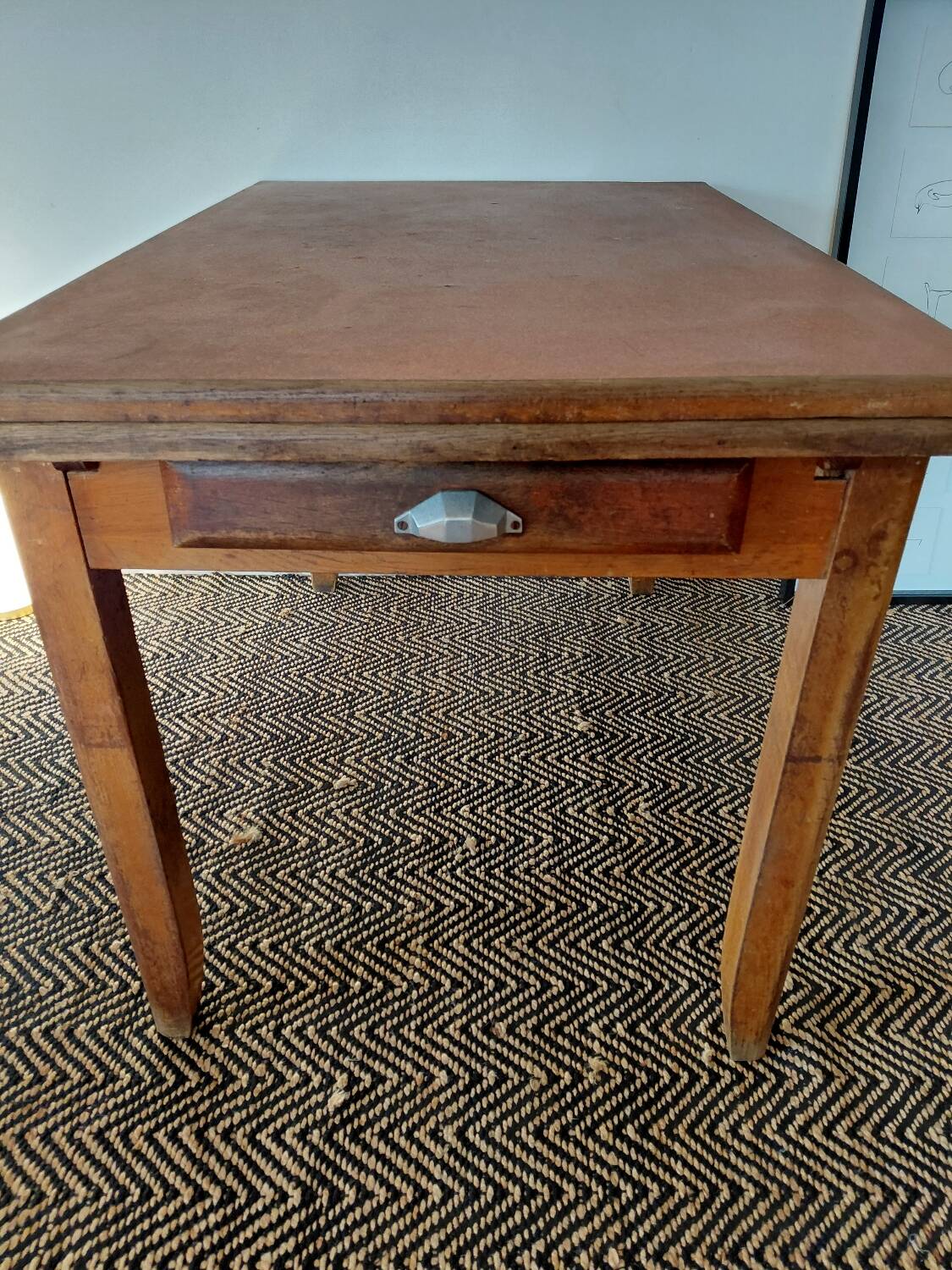 Old farmhouse table from the 50s with 1 drawer.