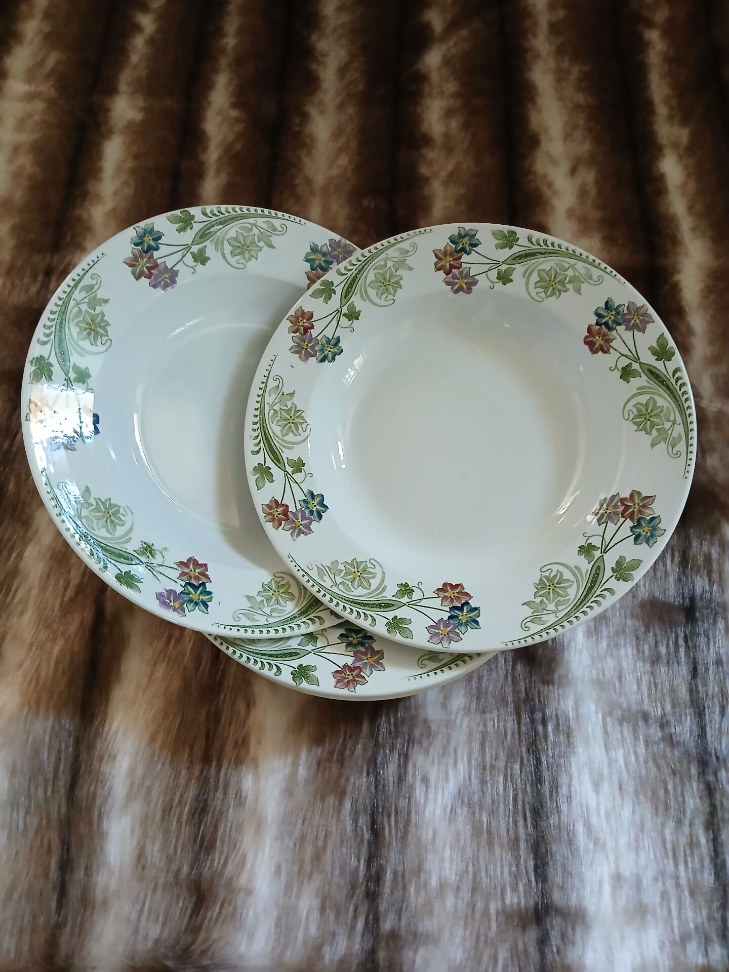 6 antique deep plates U&C Sarreguemines
