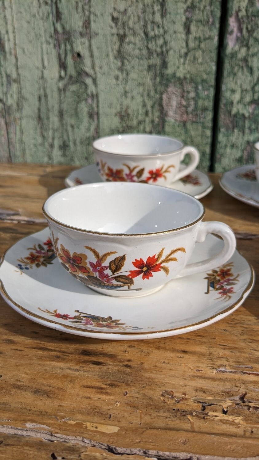 Lot de six tasses Digoin modèle Trouvère