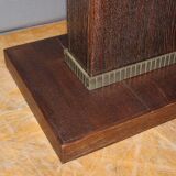 Art Deco period pedestal table in oak and nickel-plated bronze circa 1930