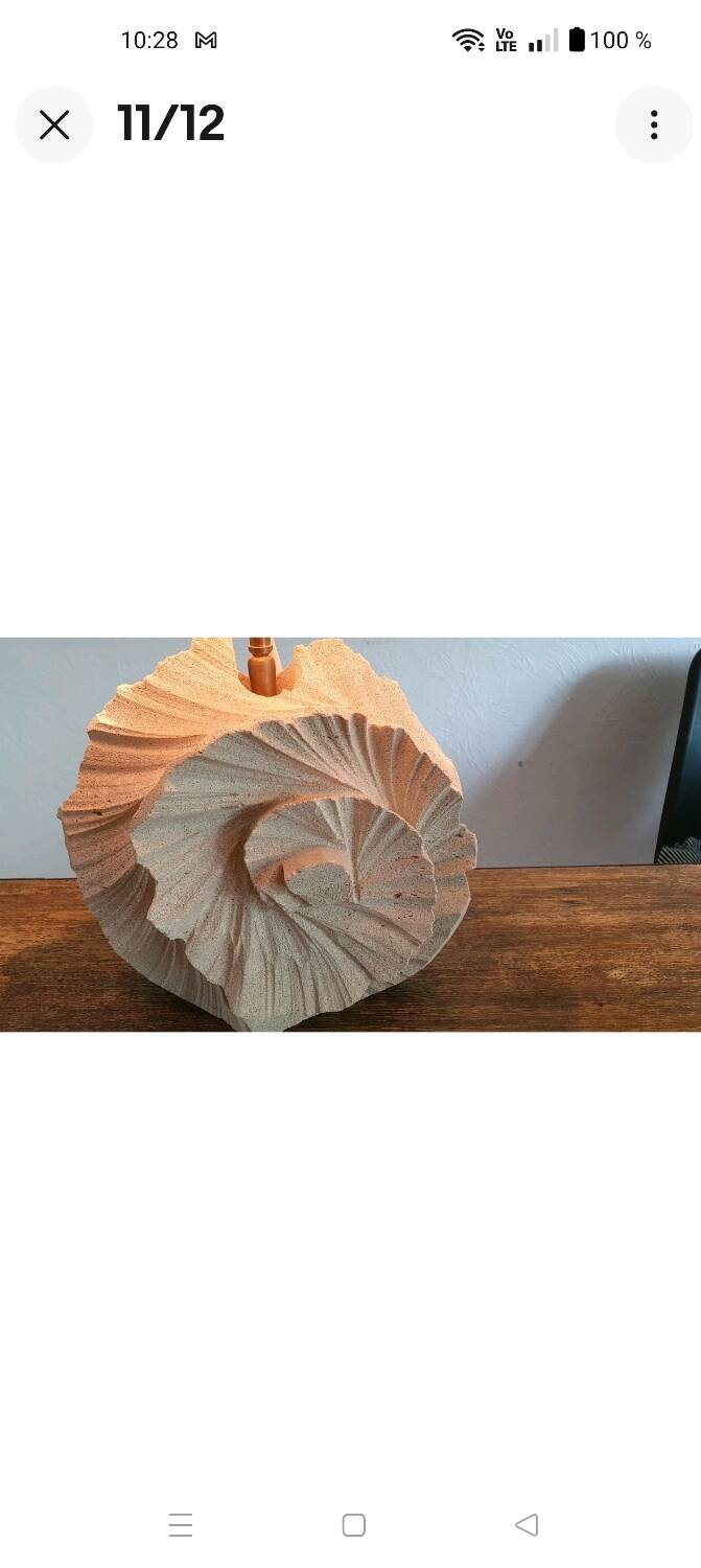 Large 1980s natural stone sculpture lamp.