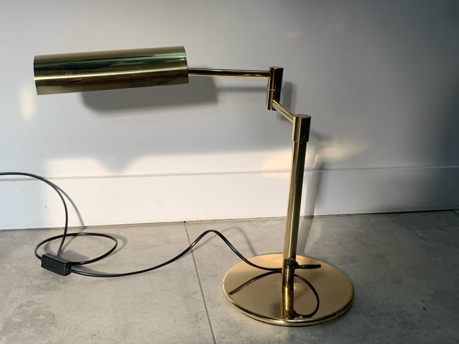 Koch and Lowe style brass articulated desk lamp