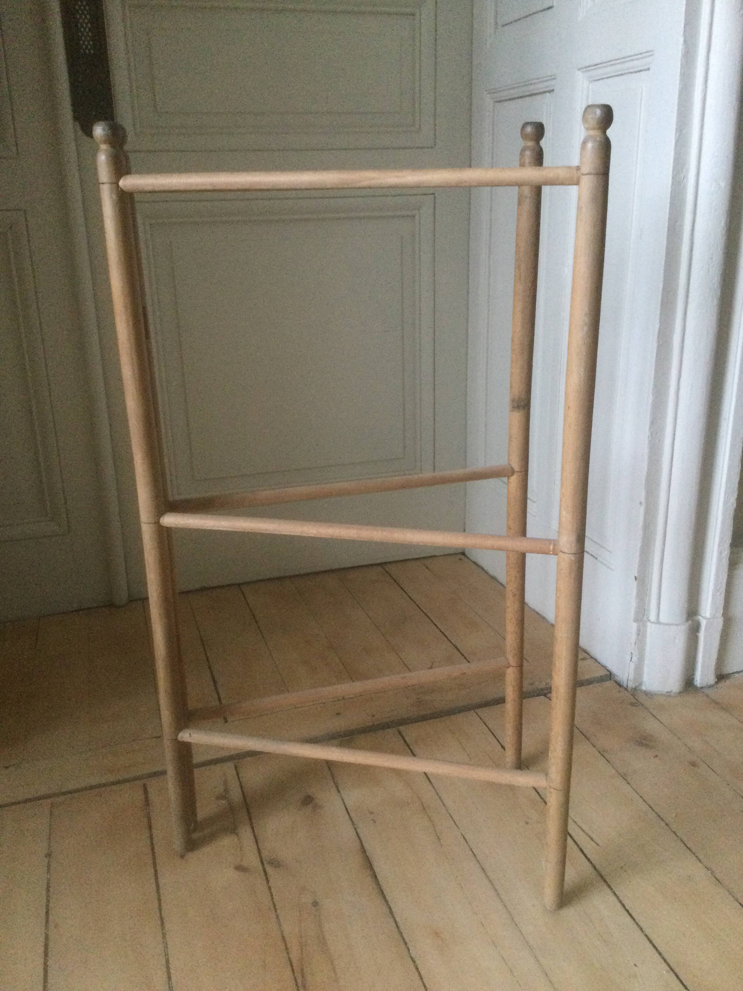 Old natural wood towel rack