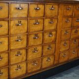 Dutch industrial apothecary cabinet in beech and oak 1940s