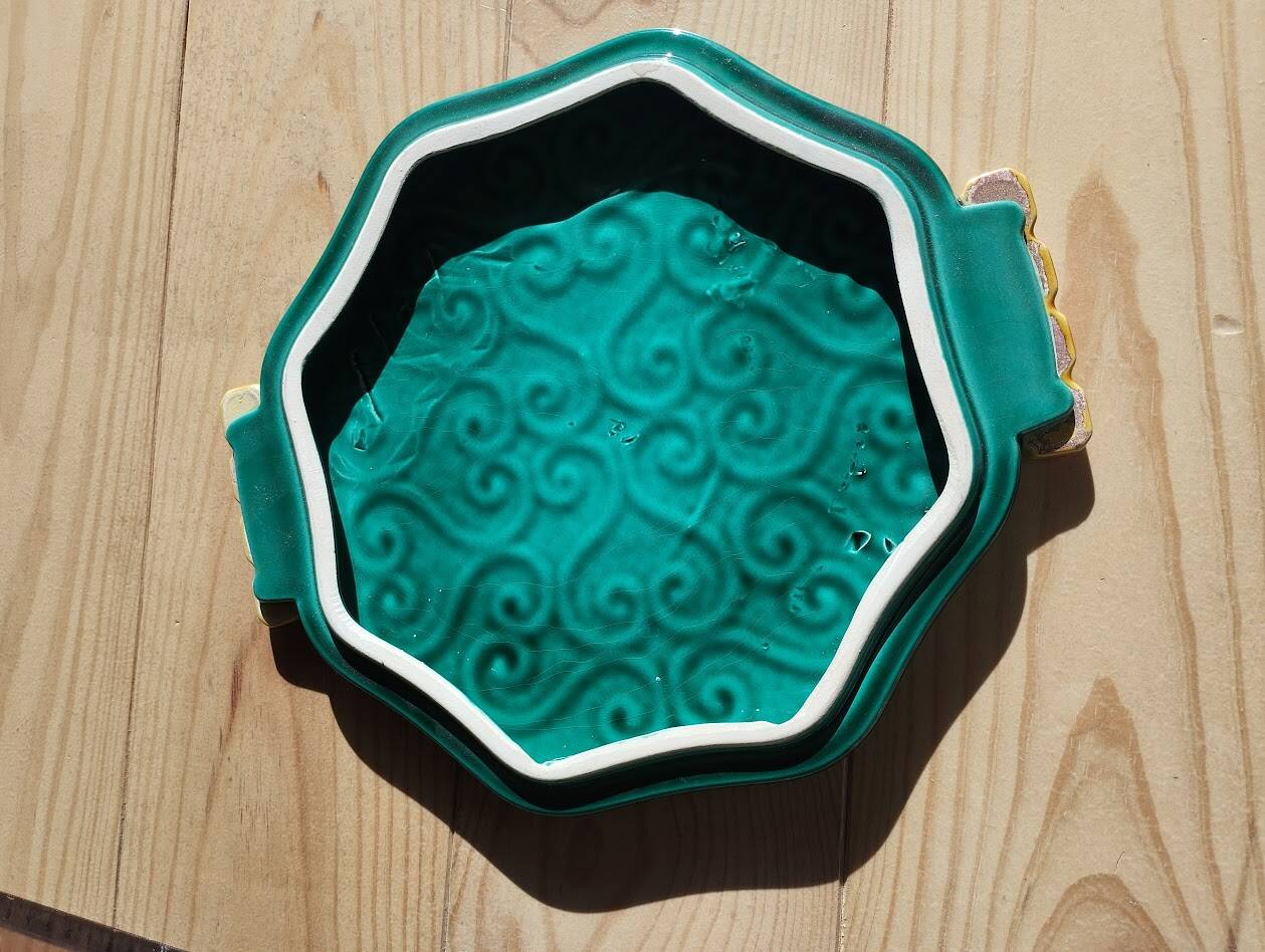 flat dish in slipware