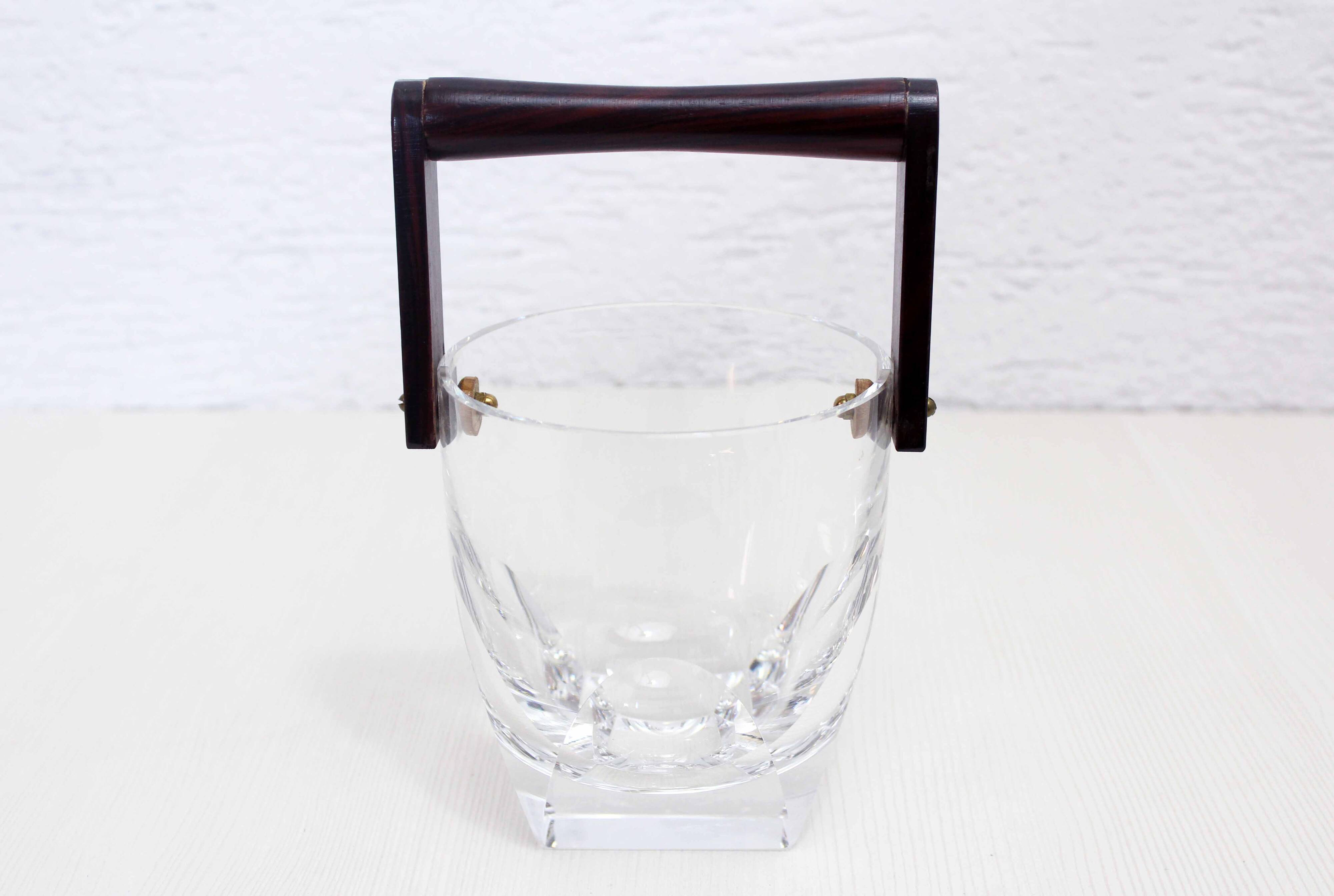 Crystal and wood ice bucket 1970