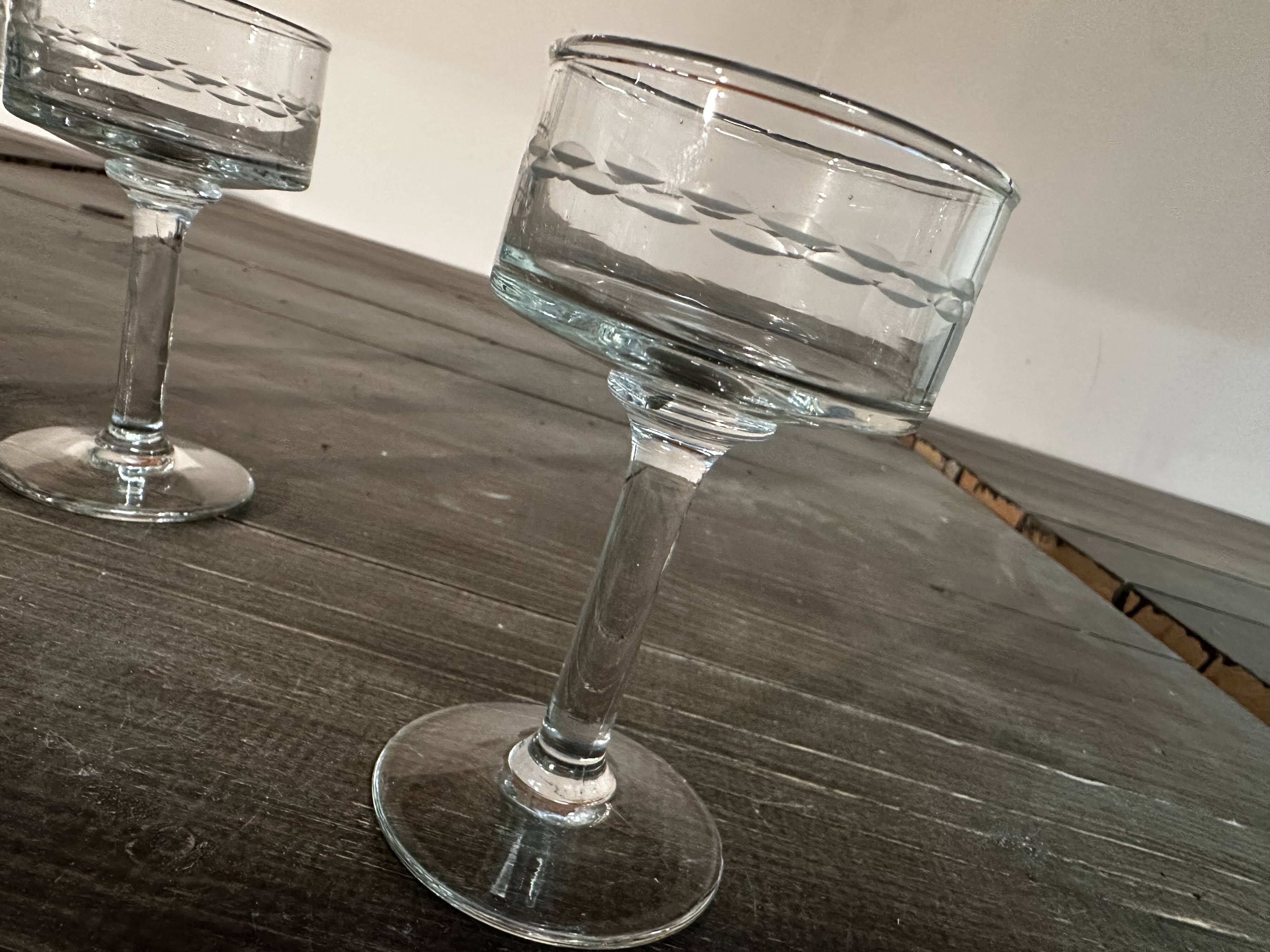 6 sorbet cups on foot - Engraved Crystal Rice Grains H 11.5 cm