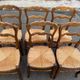6 Louis XV chairs in solid oak, strawed and carved, 1950.