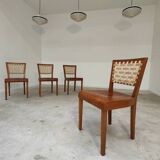 Series of 4 wood and strap chairs by Krasna Jizba Year 40