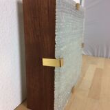 Scandinavian square wall lamp perspex and teak, ceiling lamp