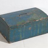 Petit coffre ancien patiné bleu marine (c.1920) #68