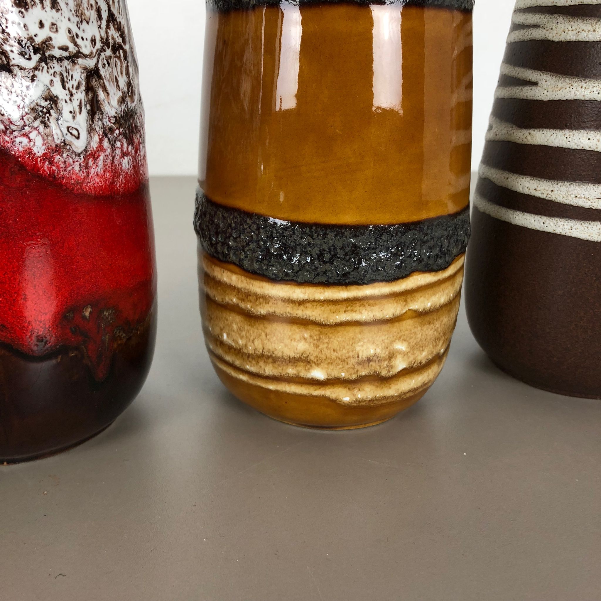 Set of four vintage pottery fat lava "242-22" vases made by Scheurich, Germany