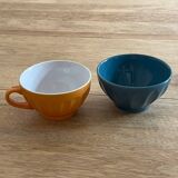 2 colorful faceted bowls