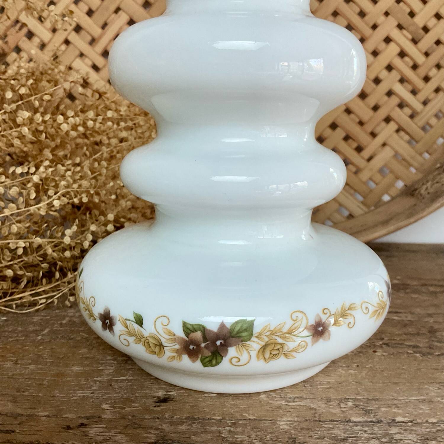 White opaline glass vase