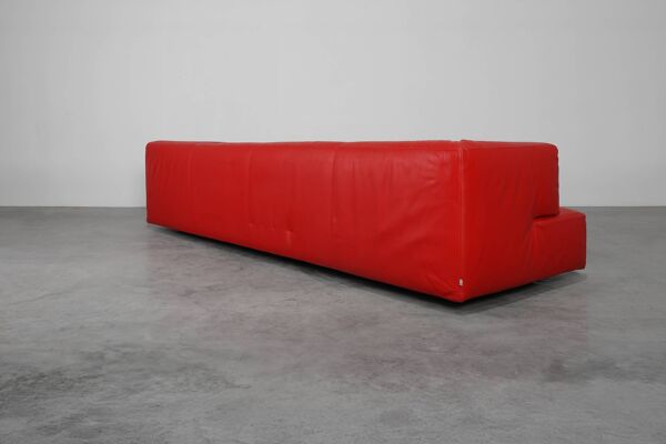 Canapé en cuir rouge 3 places de style mid-century par Edra, Italie 2000