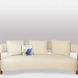 “Bean” shaped 3-seater sofa, in blond beech. Contemporary work
