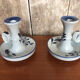 Old pair of hand candlesticks st clément céramique bleue france #a266