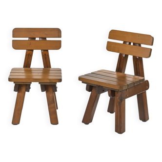 Brutalist work: Pair of low lounge chairs