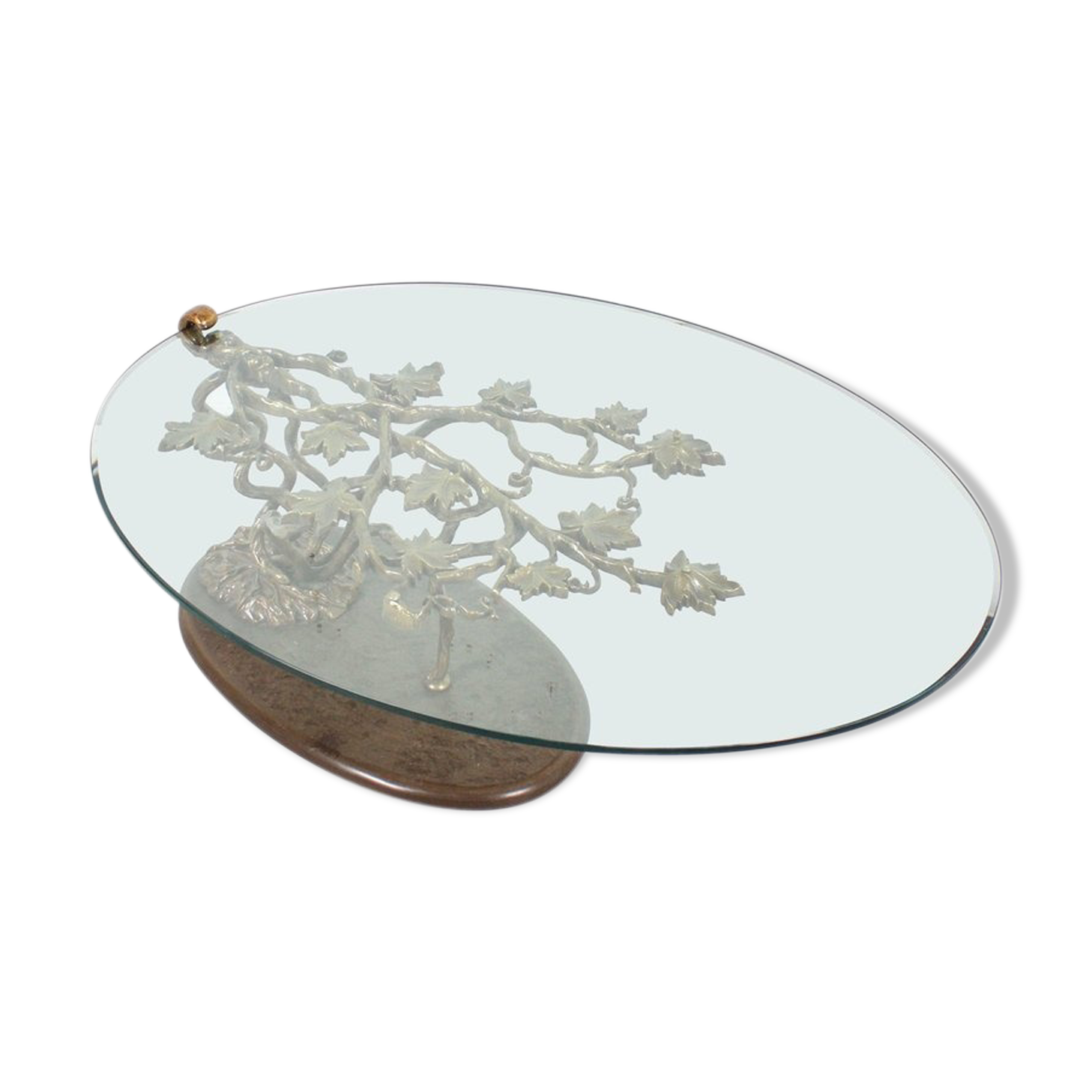 Sculptural bronze and glass coffee table