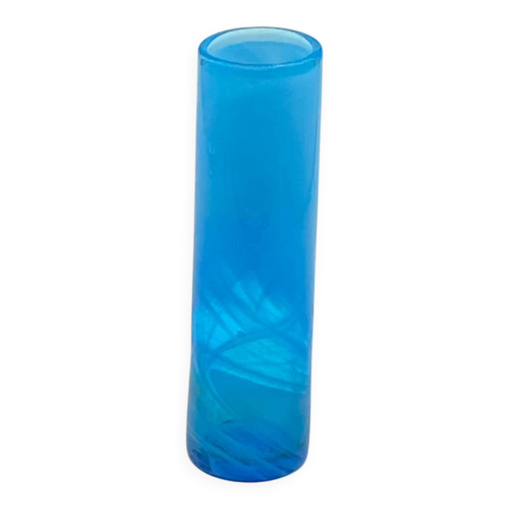 Coloured glass cylinder vase stamped Maure Viel, vintage.