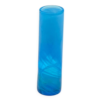 Coloured glass cylinder vase stamped Maure Viel, vintage.