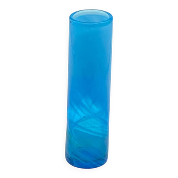 Vase rouleau en verre coloré estampillé Maure Viel , vintage
