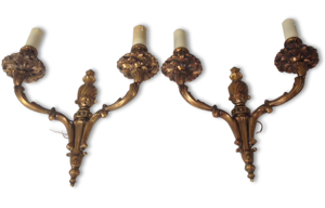 paire de doubles lampes - bronze