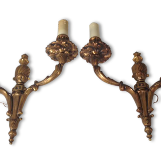 Pair of double lamps sconces bronze era