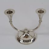 Paire de chandeliers candélabres avec porte-bougie double fait d'argent