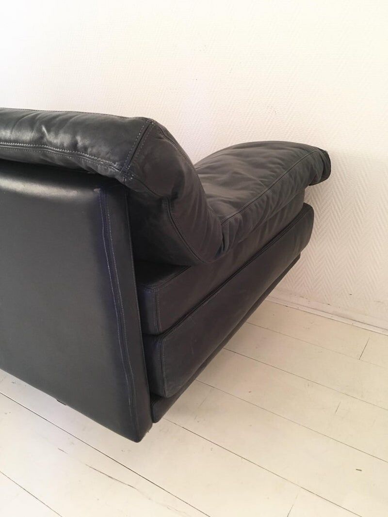 Durlet, Blue Leather Sofa, Model Cornelius, 1980s